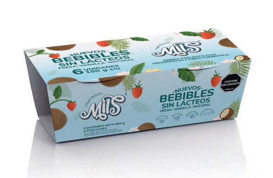 Six pack Yogurt sin lácteos bebible calcio sabor natural 150g