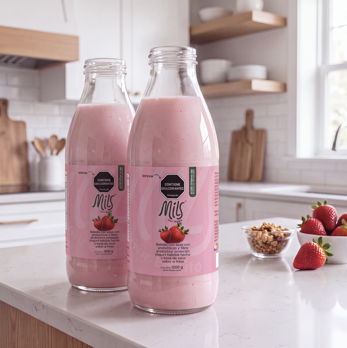 Duopack Bebida con coco con probióticos (Imitación Yogurt bebible) sabor fresa 1000g