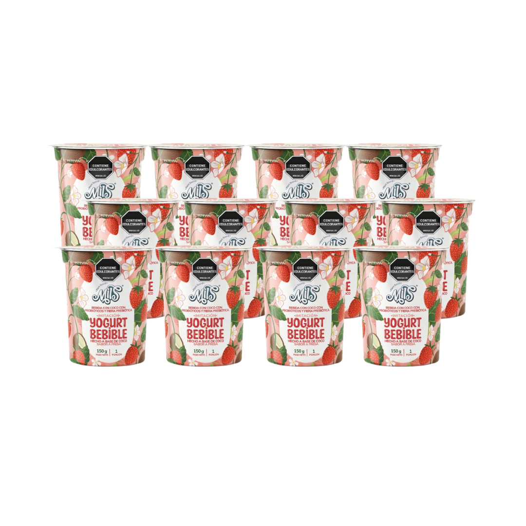 Yogurt sin lácteos bebible calcio sabor fresa 150g x12un (Ahorra $8.308)