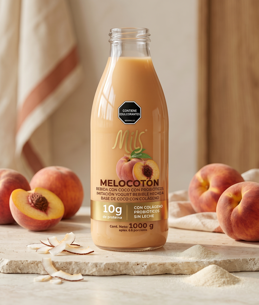 Bebida coco probióticos (imitación yogurt bebible) hecho a base de coco con Colágeno 10g Proteína 1000g