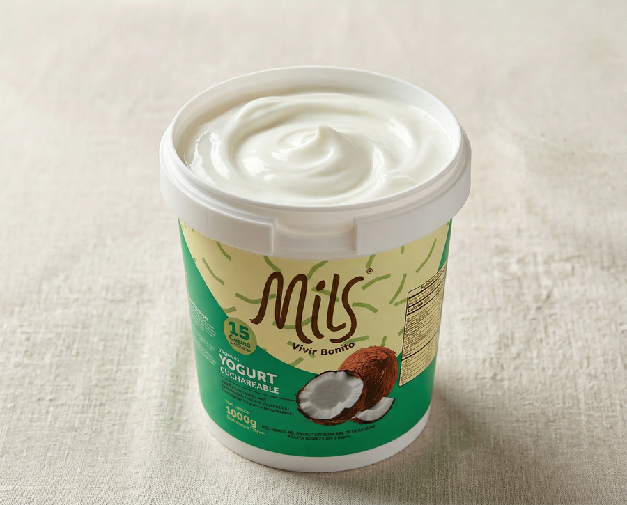 Cultivos vivos, coco cremoso, cero lácteos.