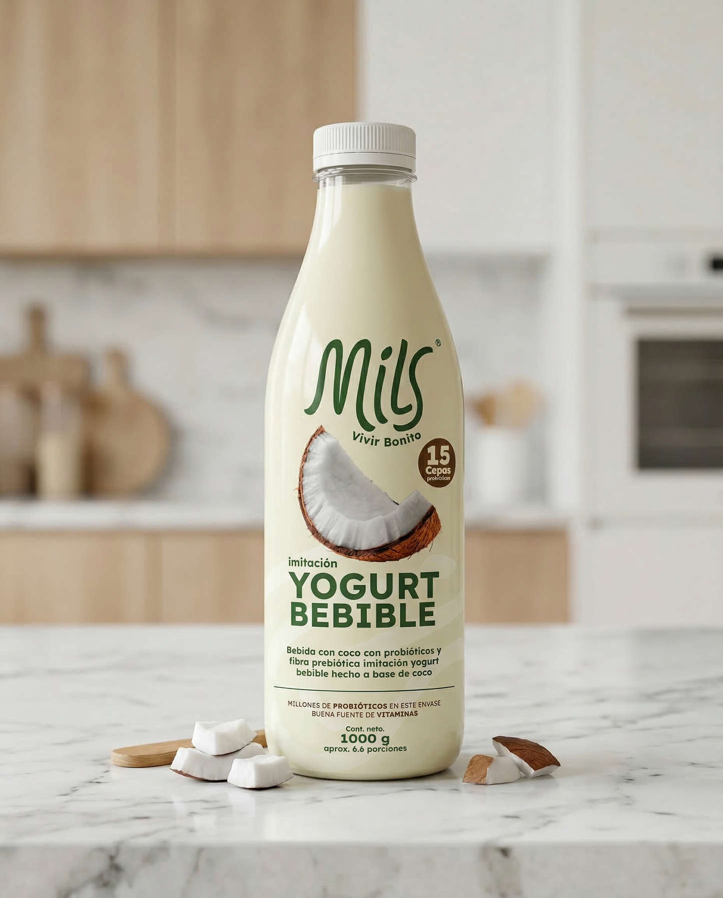 Bebida con coco con probióticos (Imitación Yogurt bebible) sabor natural 1000g