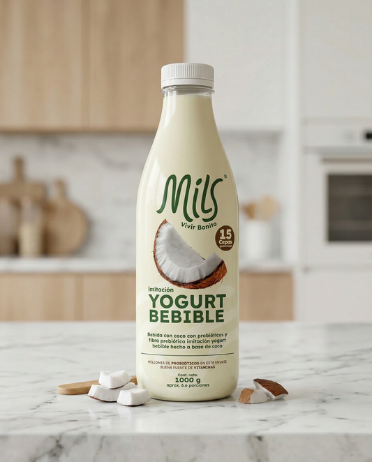 Yogurt sin lácteos bebible calcio sabor natural 1000g (15 Cepas probióticas)