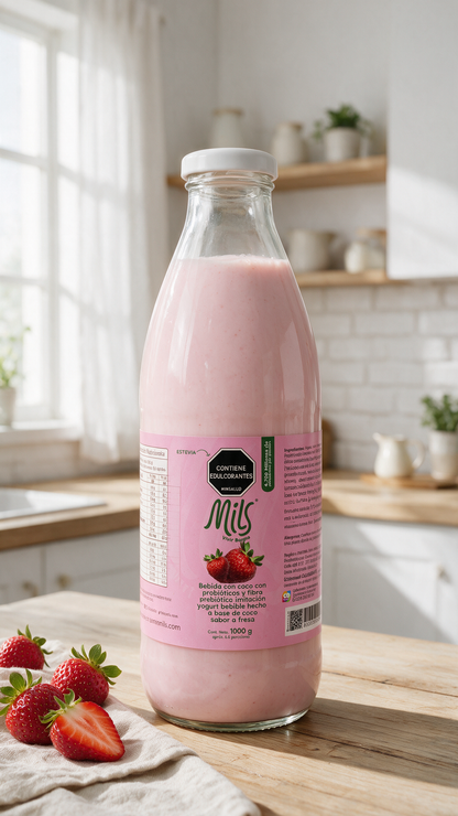 Bebida con coco con probióticos (Imitación Yogurt bebible) sabor fresa 1000g