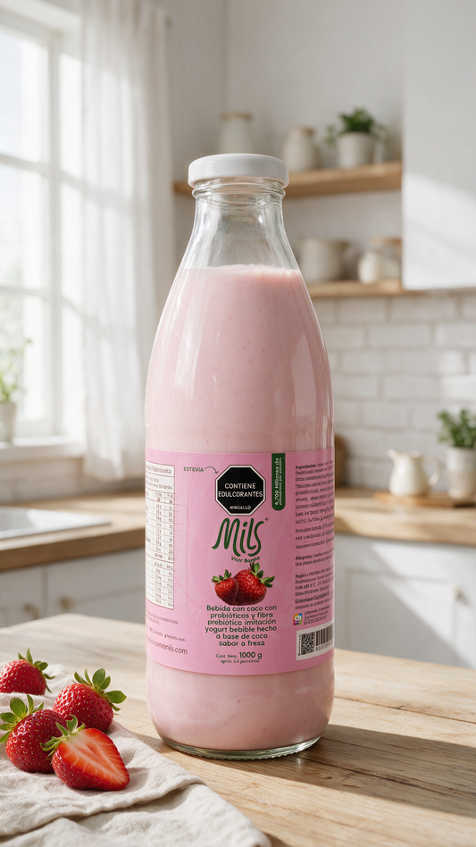 Bebida con coco con probióticos (Imitación Yogurt bebible) sabor fresa 1000g