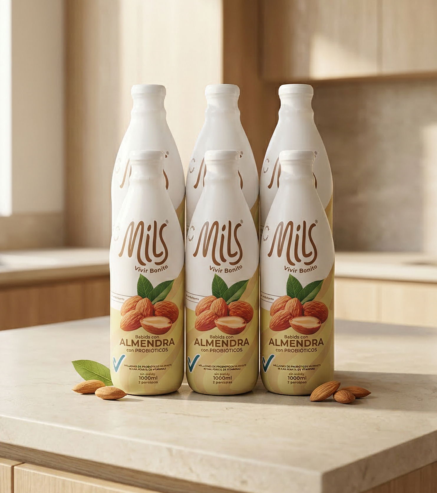 Six pack bebida de almendras probiótica Mils